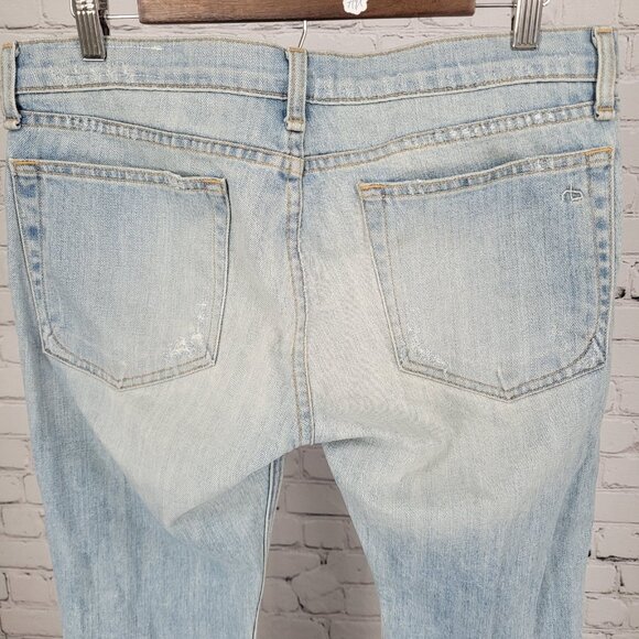 Rag & Bone Blue The Dre Distressed Light Wash Mid Rise Jeans USA Size 28 (33x31) - Picture 12 of 16